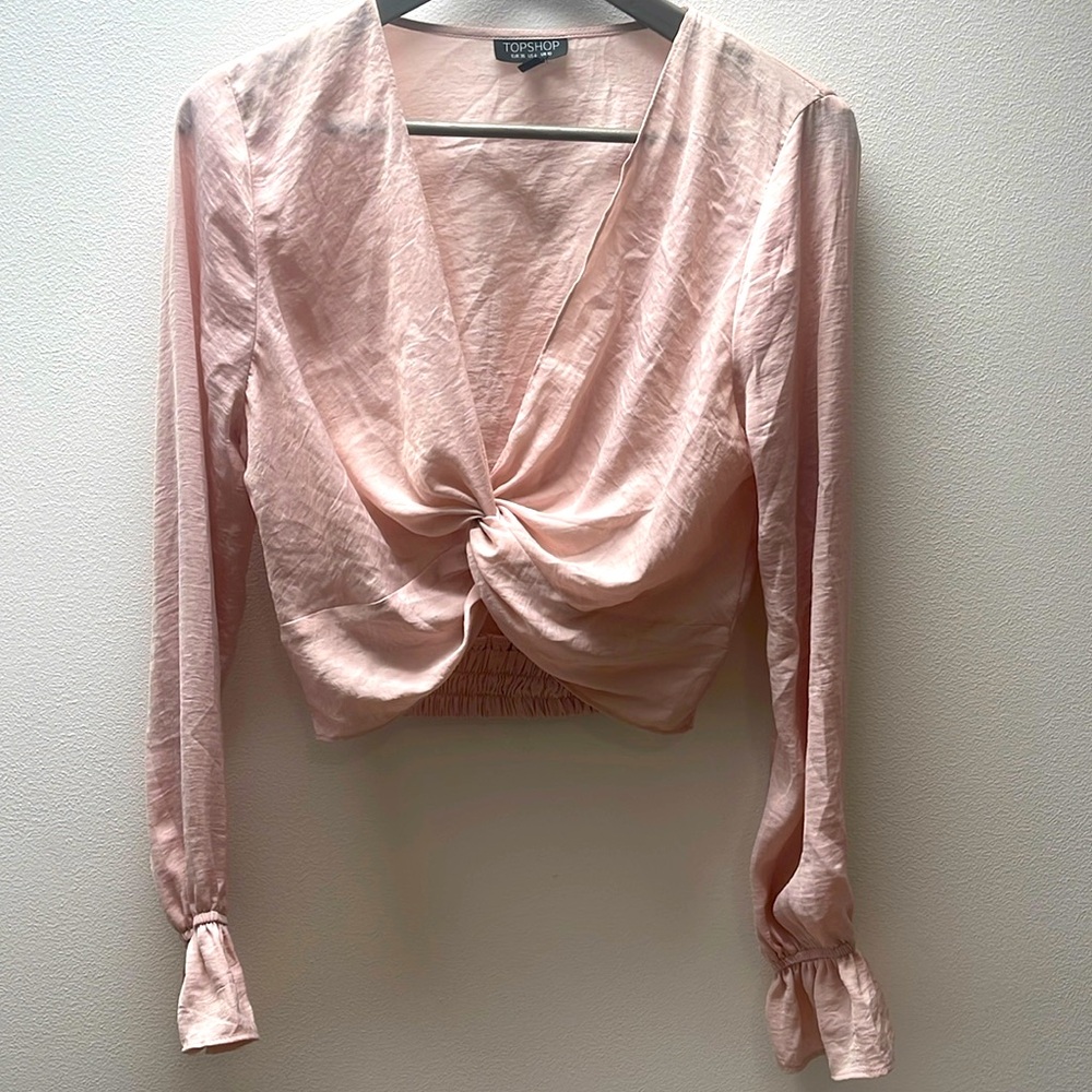 TOPSHOP KNOT FRONT BLOUSE WOMEN US6 COQUETTE BALLETCORE ROMANTIC SOFTGIRL